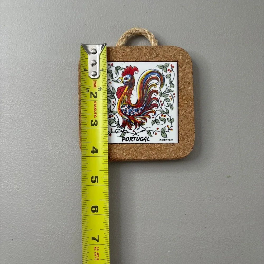 Portugal Rooster of Barcelos Cork Ceramic Tile Trivet Wall Decor Rustica 4x4